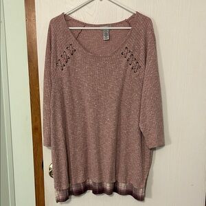 Catherine’s Pink Knit Sweater With Fleece Hem Detail Size 2X  22/24W